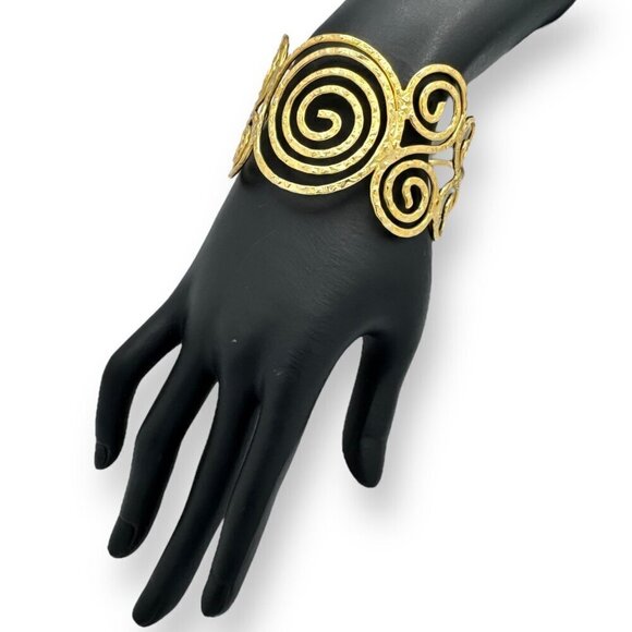 NWT Gold Upper Arm Cuff Armlet Armband Forearm Bangle Bracelet - Picture 3 of 12